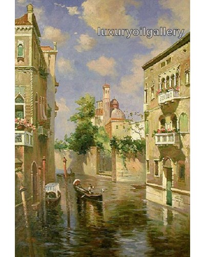 ציור שמן של גונדולה בונציה היפה